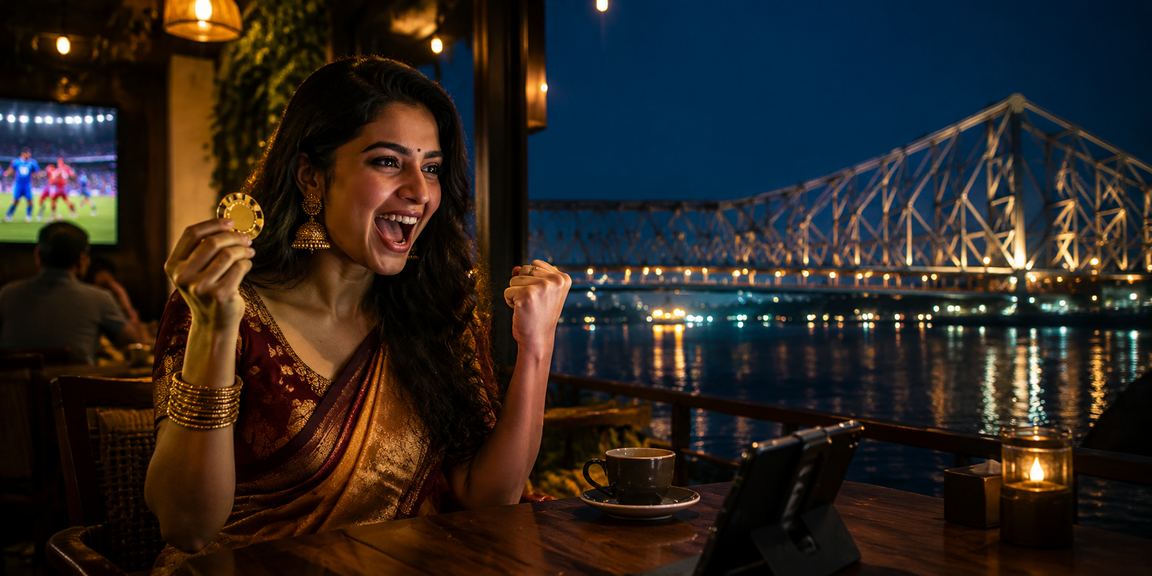 Excited player enjoying cricket-themed slot games on mobile in Kolkata