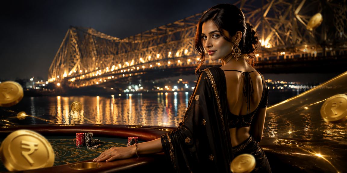 Bright casino entertainment scene near Kolkata Howrah bridge